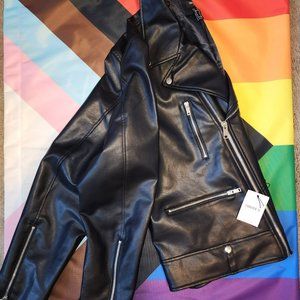 Unisex Faux Leather Biker Jacket XL (Black) - Forever 21 - NWT